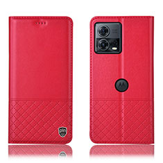 Custodia Portafoglio In Pelle Cover con Supporto H11P per Motorola Moto Edge 30 Fusion 5G Rosso