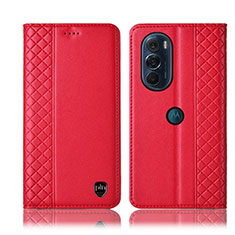 Custodia Portafoglio In Pelle Cover con Supporto H11P per Motorola Moto Edge Plus (2022) 5G Rosso