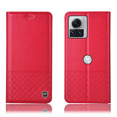 Custodia Portafoglio In Pelle Cover con Supporto H11P per Motorola Moto Edge X30 Pro 5G Rosso