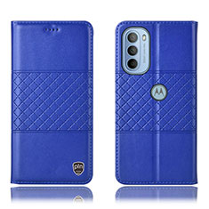 Custodia Portafoglio In Pelle Cover con Supporto H11P per Motorola Moto G31 Blu