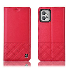 Custodia Portafoglio In Pelle Cover con Supporto H11P per Motorola Moto G32 Rosso