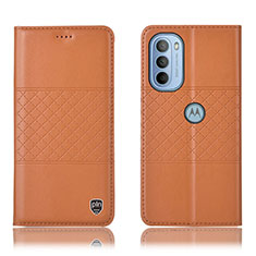 Custodia Portafoglio In Pelle Cover con Supporto H11P per Motorola Moto G41 Arancione