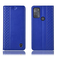 Custodia Portafoglio In Pelle Cover con Supporto H11P per Motorola Moto G50 Blu