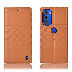 Custodia Portafoglio In Pelle Cover con Supporto H11P per Motorola Moto G51 5G Arancione