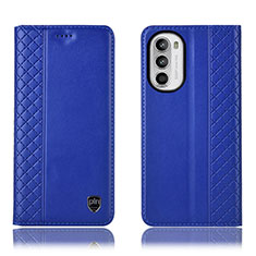 Custodia Portafoglio In Pelle Cover con Supporto H11P per Motorola MOTO G52 Blu