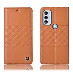 Custodia Portafoglio In Pelle Cover con Supporto H11P per Motorola Moto G71 5G Arancione
