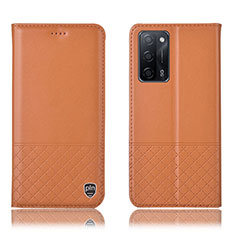 Custodia Portafoglio In Pelle Cover con Supporto H11P per Oppo A53s 5G Arancione