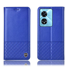 Custodia Portafoglio In Pelle Cover con Supporto H11P per Oppo A58 4G Blu