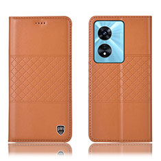 Custodia Portafoglio In Pelle Cover con Supporto H11P per Oppo A58x 5G Arancione