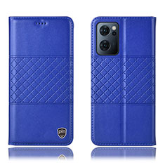 Custodia Portafoglio In Pelle Cover con Supporto H11P per Oppo Find X5 Lite 5G Blu