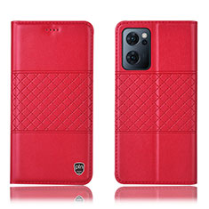 Custodia Portafoglio In Pelle Cover con Supporto H11P per Oppo Find X5 Lite 5G Rosso