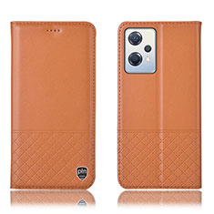 Custodia Portafoglio In Pelle Cover con Supporto H11P per Oppo K10X 5G Arancione