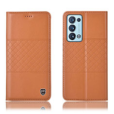 Custodia Portafoglio In Pelle Cover con Supporto H11P per Oppo Reno6 Pro 5G Arancione
