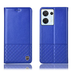 Custodia Portafoglio In Pelle Cover con Supporto H11P per Oppo Reno8 5G Blu