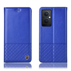 Custodia Portafoglio In Pelle Cover con Supporto H11P per Oppo Reno8 Lite 5G Blu