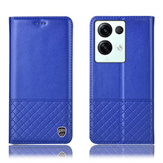 Custodia Portafoglio In Pelle Cover con Supporto H11P per Oppo Reno8 Pro+ Plus 5G Blu