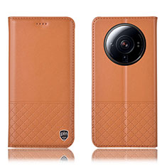 Custodia Portafoglio In Pelle Cover con Supporto H11P per Xiaomi Mi 12S Ultra 5G Arancione