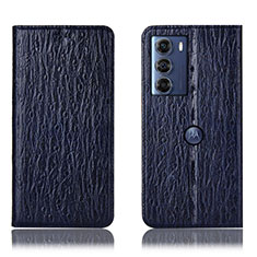 Custodia Portafoglio In Pelle Cover con Supporto H15P per Motorola Moto G200 5G Blu