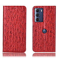 Custodia Portafoglio In Pelle Cover con Supporto H15P per Motorola Moto G200 5G Rosso