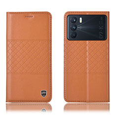 Custodia Portafoglio In Pelle Cover con Supporto H15P per Oppo K9 Pro 5G Arancione