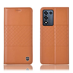 Custodia Portafoglio In Pelle Cover con Supporto H15P per Oppo K9S 5G Arancione