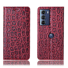 Custodia Portafoglio In Pelle Cover con Supporto H16P per Motorola Moto Edge S30 5G Rosso