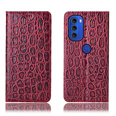 Custodia Portafoglio In Pelle Cover con Supporto H16P per Motorola Moto G51 5G Rosso