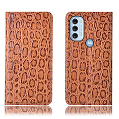 Custodia Portafoglio In Pelle Cover con Supporto H16P per Motorola Moto G71 5G Marrone Chiaro