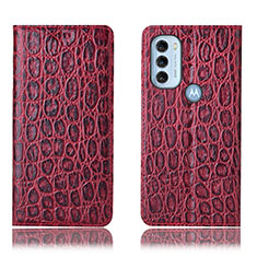 Custodia Portafoglio In Pelle Cover con Supporto H16P per Motorola Moto G71 5G Rosso