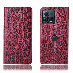 Custodia Portafoglio In Pelle Cover con Supporto H18P per Motorola Moto Edge 30 Fusion 5G Rosso