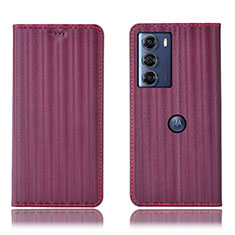 Custodia Portafoglio In Pelle Cover con Supporto H18P per Motorola Moto Edge S30 5G Viola