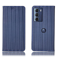 Custodia Portafoglio In Pelle Cover con Supporto H18P per Motorola Moto G200 5G Blu