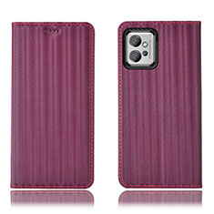 Custodia Portafoglio In Pelle Cover con Supporto H18P per Motorola Moto G32 Rosso Rosa