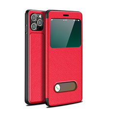 Custodia Portafoglio In Pelle Cover con Supporto H19 per Apple iPhone 13 Pro Rosso