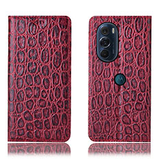 Custodia Portafoglio In Pelle Cover con Supporto H19P per Motorola Moto Edge Plus (2022) 5G Rosso