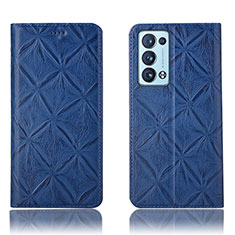 Custodia Portafoglio In Pelle Cover con Supporto H19P per Oppo Reno6 Pro+ Plus 5G Blu
