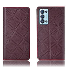 Custodia Portafoglio In Pelle Cover con Supporto H19P per Oppo Reno6 Pro+ Plus 5G Rosso Rosa