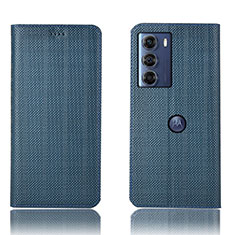 Custodia Portafoglio In Pelle Cover con Supporto H20P per Motorola Moto Edge S30 5G Blu