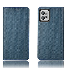 Custodia Portafoglio In Pelle Cover con Supporto H20P per Motorola Moto G32 Blu