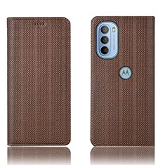 Custodia Portafoglio In Pelle Cover con Supporto H20P per Motorola Moto G41 Marrone