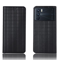 Custodia Portafoglio In Pelle Cover con Supporto H20P per Oppo K9 Pro 5G Nero