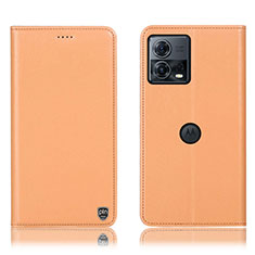 Custodia Portafoglio In Pelle Cover con Supporto H21P per Motorola Moto Edge 30 Fusion 5G Arancione