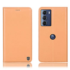 Custodia Portafoglio In Pelle Cover con Supporto H21P per Motorola Moto Edge S30 5G Arancione