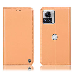 Custodia Portafoglio In Pelle Cover con Supporto H21P per Motorola Moto Edge X30 Pro 5G Arancione