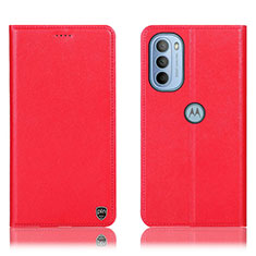 Custodia Portafoglio In Pelle Cover con Supporto H21P per Motorola Moto G31 Rosso