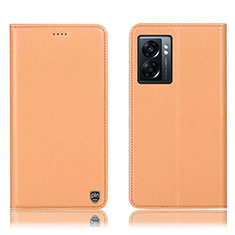 Custodia Portafoglio In Pelle Cover con Supporto H21P per OnePlus Nord N300 5G Arancione