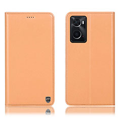 Custodia Portafoglio In Pelle Cover con Supporto H21P per Oppo A76 Arancione