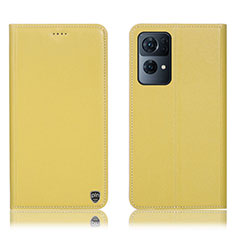 Custodia Portafoglio In Pelle Cover con Supporto H21P per Oppo Reno7 Pro 5G Giallo