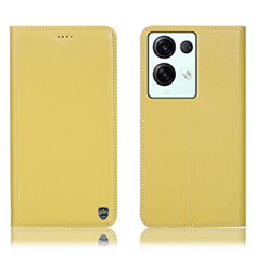 Custodia Portafoglio In Pelle Cover con Supporto H21P per Oppo Reno8 Pro 5G Giallo