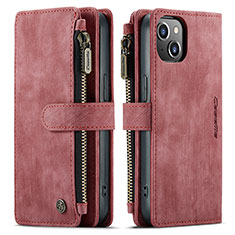 Custodia Portafoglio In Pelle Cover con Supporto H28 per Apple iPhone 14 Plus Rosso